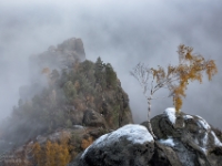 Das lange Horn mit dem ersten Herbstschnee, November 2016  6D 151016 NAL © Iven Eissner : Affensteine, Aufnahmeort, Deutschland, Elbsandsteingebirge, Europa, Sachsen, Herbst